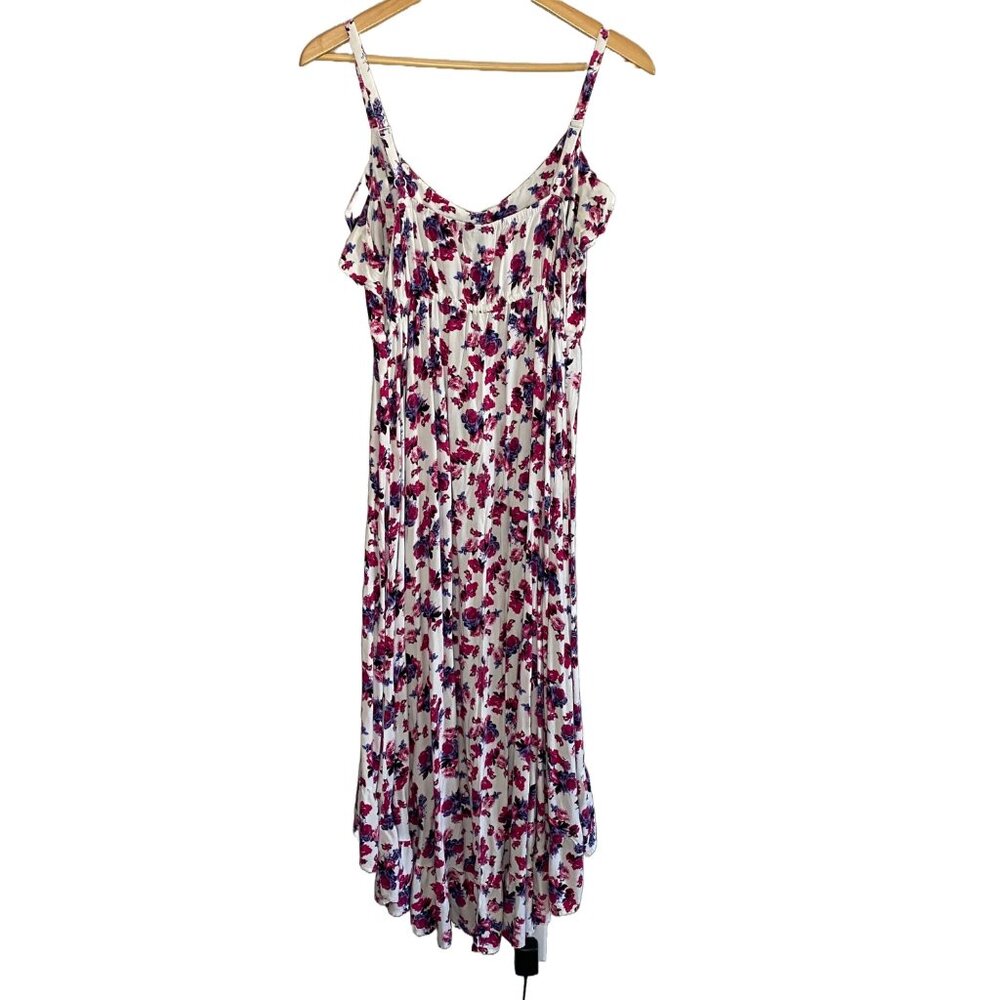 torrid White Floral High-Low Maxi Dress with Pink & Purple Print - Picture 3 of 9